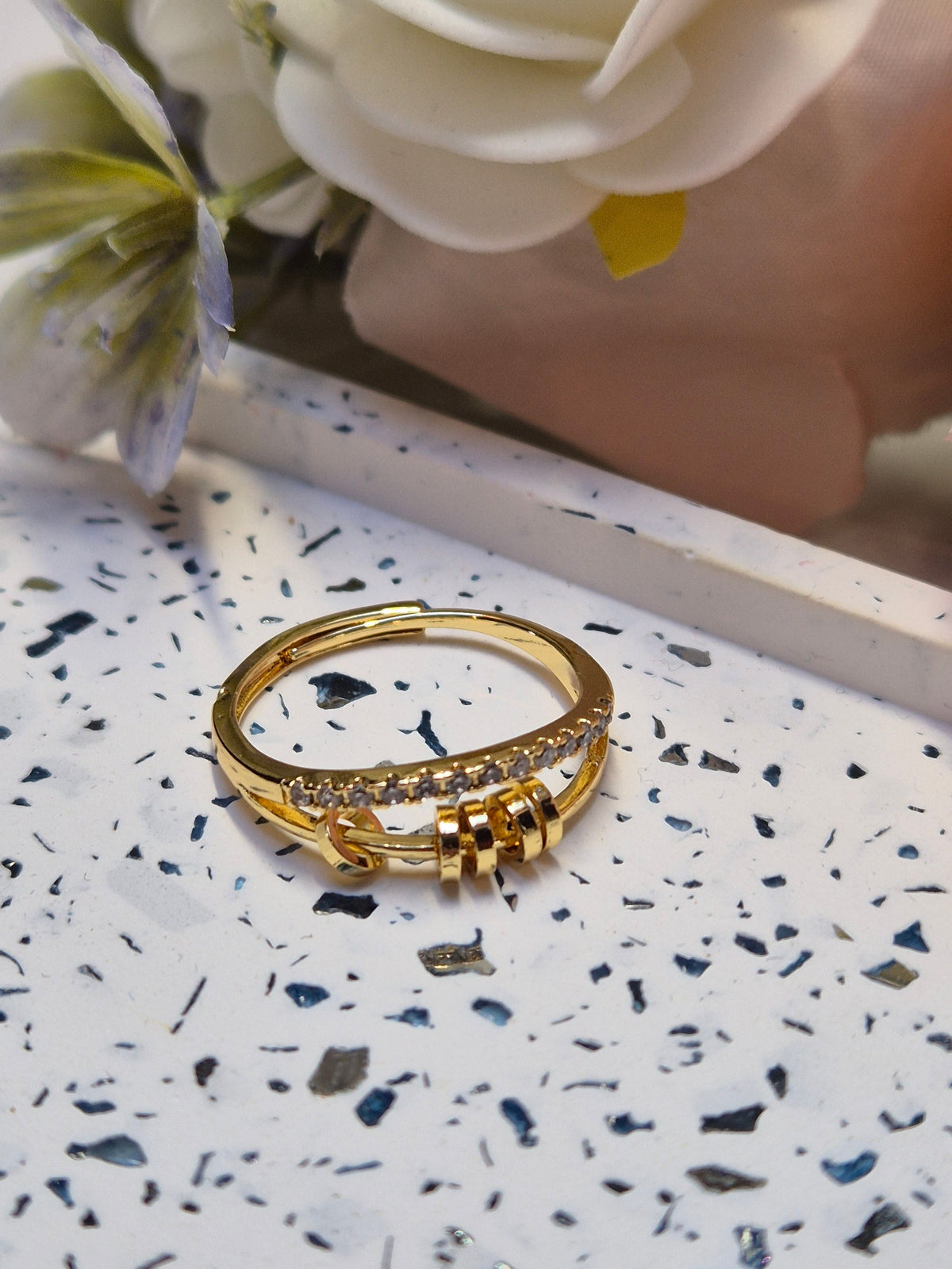 Ring rotary Pearls mit Zirkoniasteinen