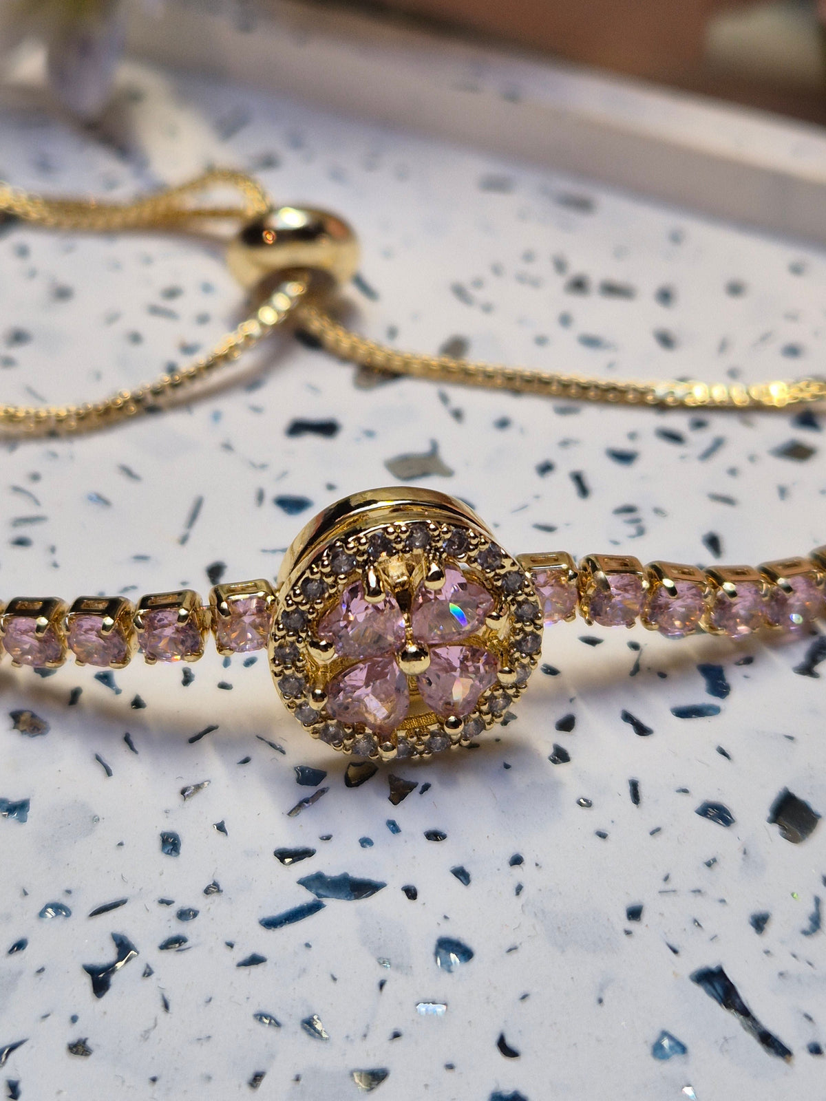 Armkette rosa Zirkoniablume