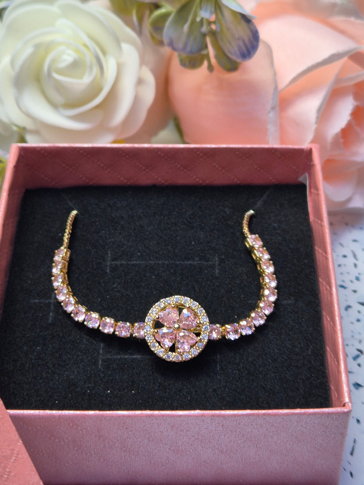 Armkette rosa Zirkoniablume