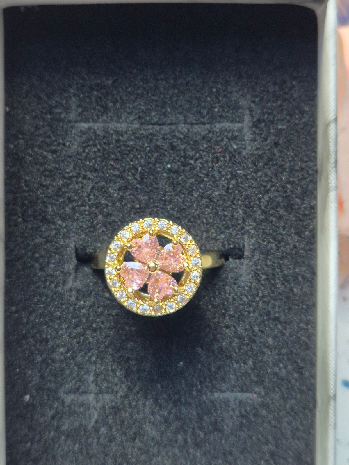 Ring rosa Zirkoniablume Gold