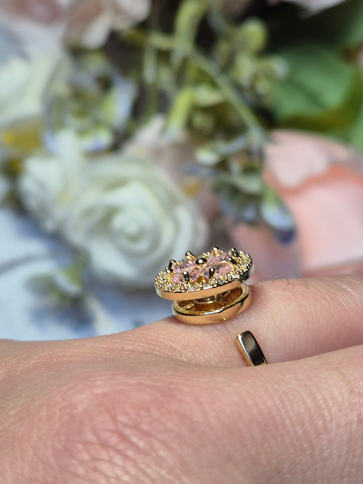 Ring rosa Zirkoniablume Gold
