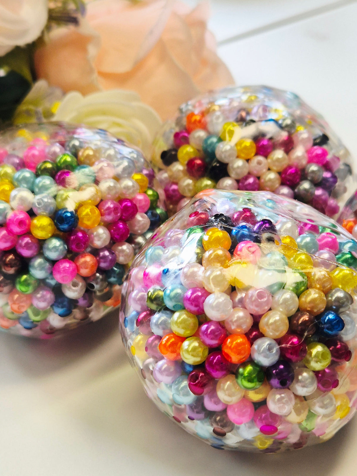 Stressball bunte Perlen Metalliclook