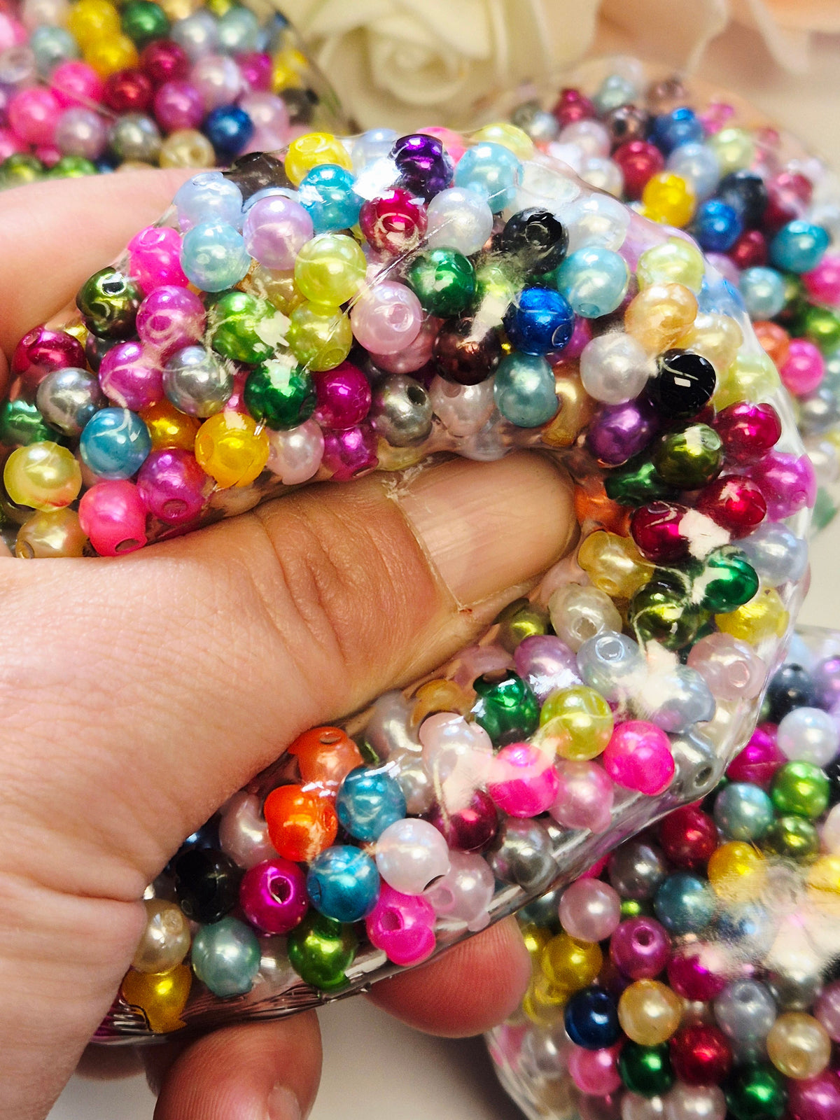 Stressball bunte Perlen Metalliclook