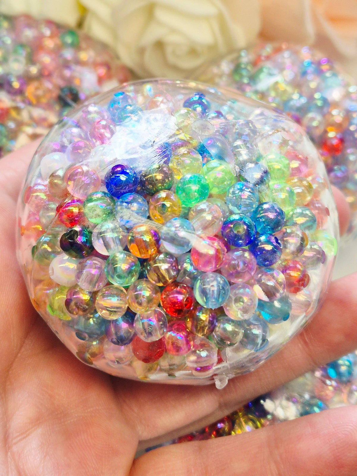 Stressball bunte Perlen Perlmuttschimmer