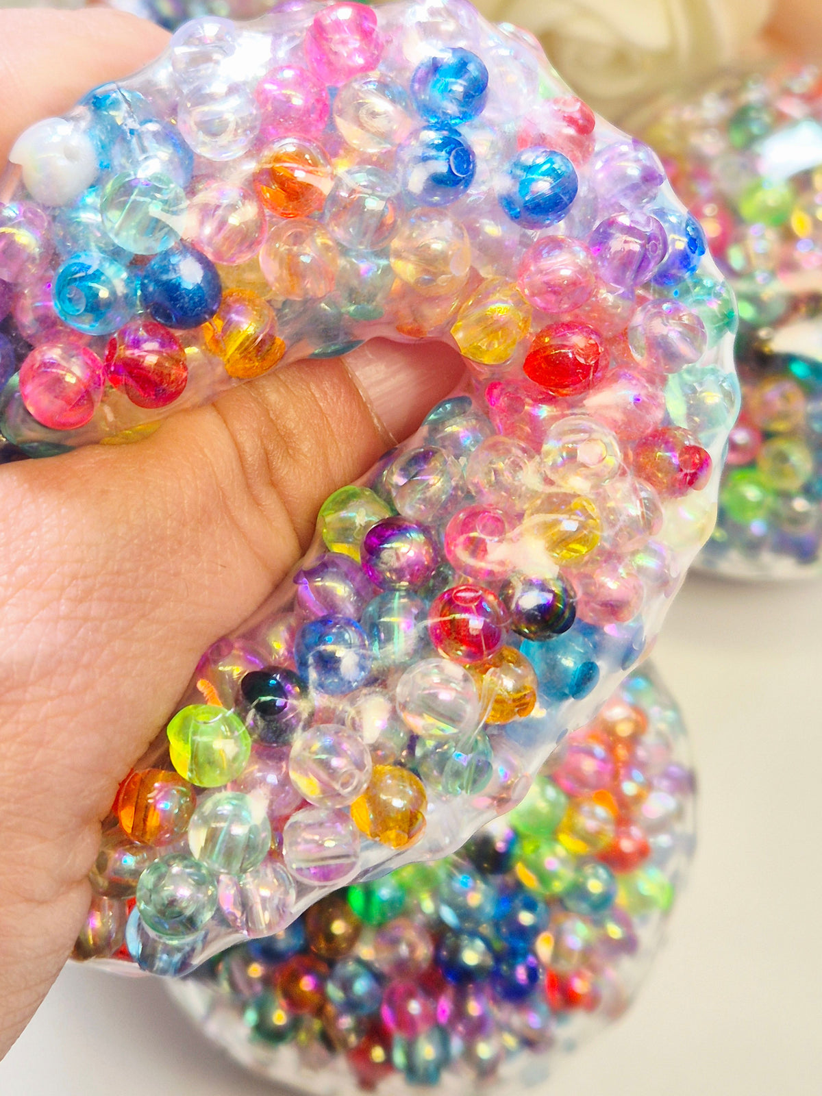 Stressball bunte Perlen Perlmuttschimmer