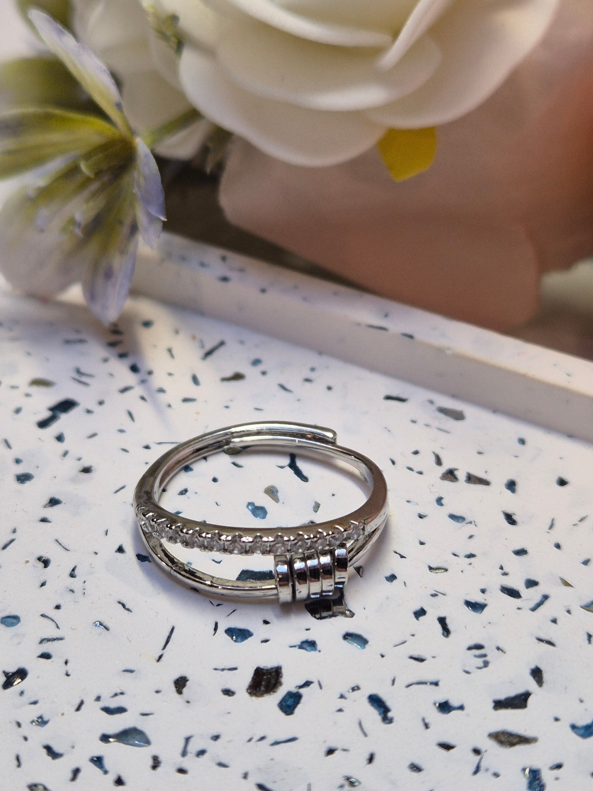 Ring rotary Pearls mit Zirkoniasteinen