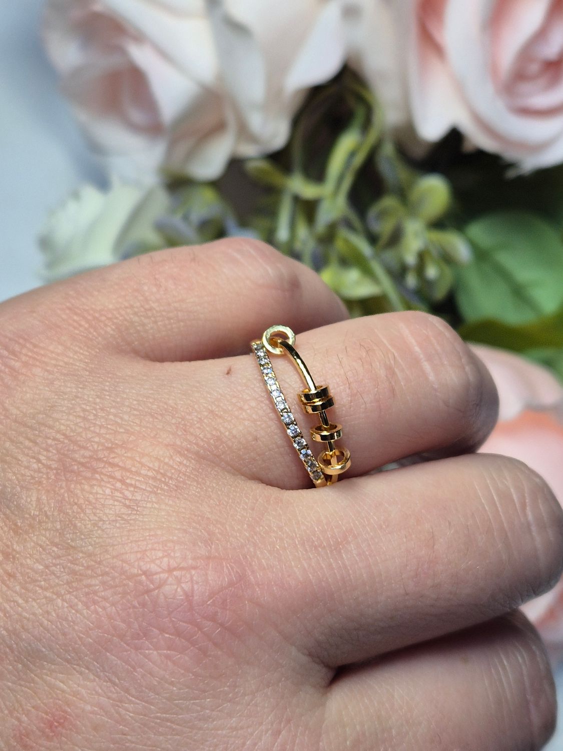 Ring rotary Pearls mit Zirkoniasteinen
