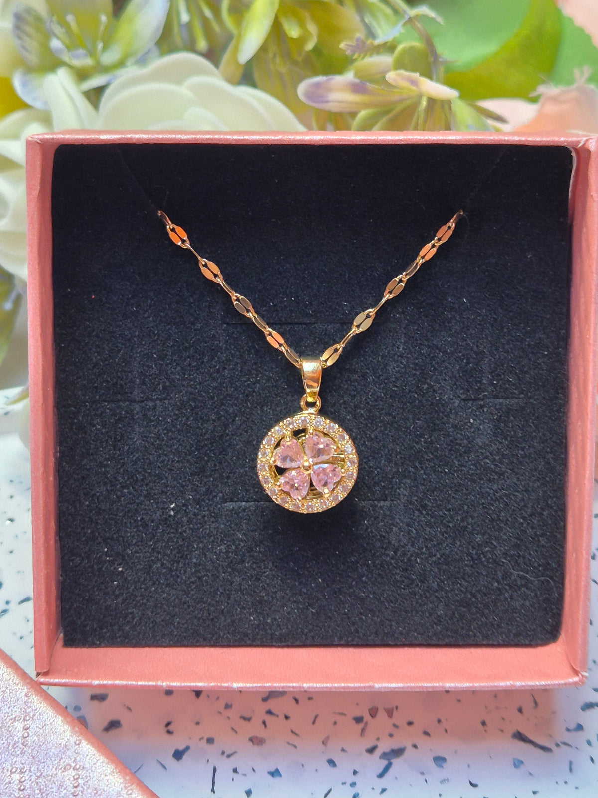 Halskette Rosa Zirkoniablume