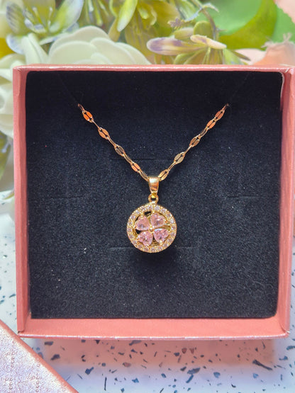 Halskette Rosa Zirkoniablume
