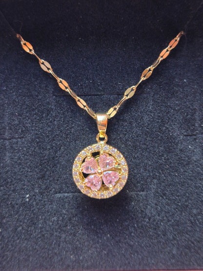 Halskette Rosa Zirkoniablume