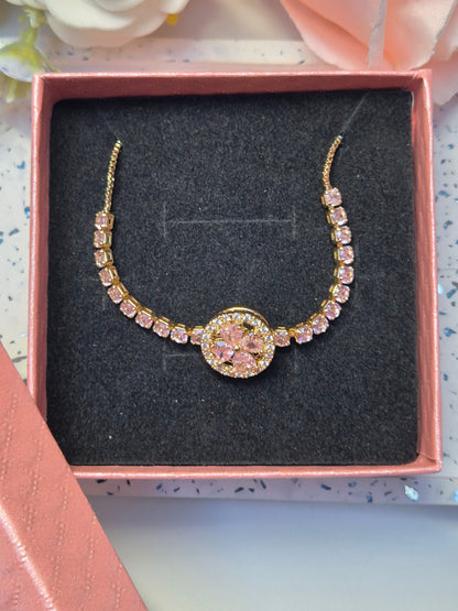Armkette rosa Zirkoniablume