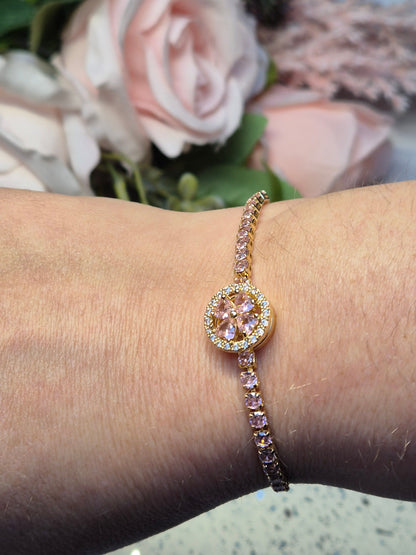 Armkette rosa Zirkoniablume