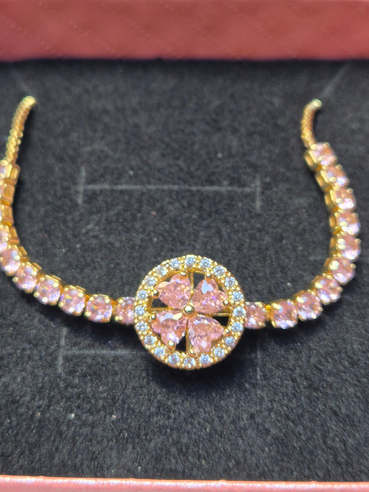 Armkette rosa Zirkoniablume