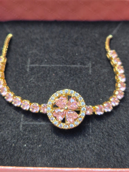 Armkette rosa Zirkoniablume
