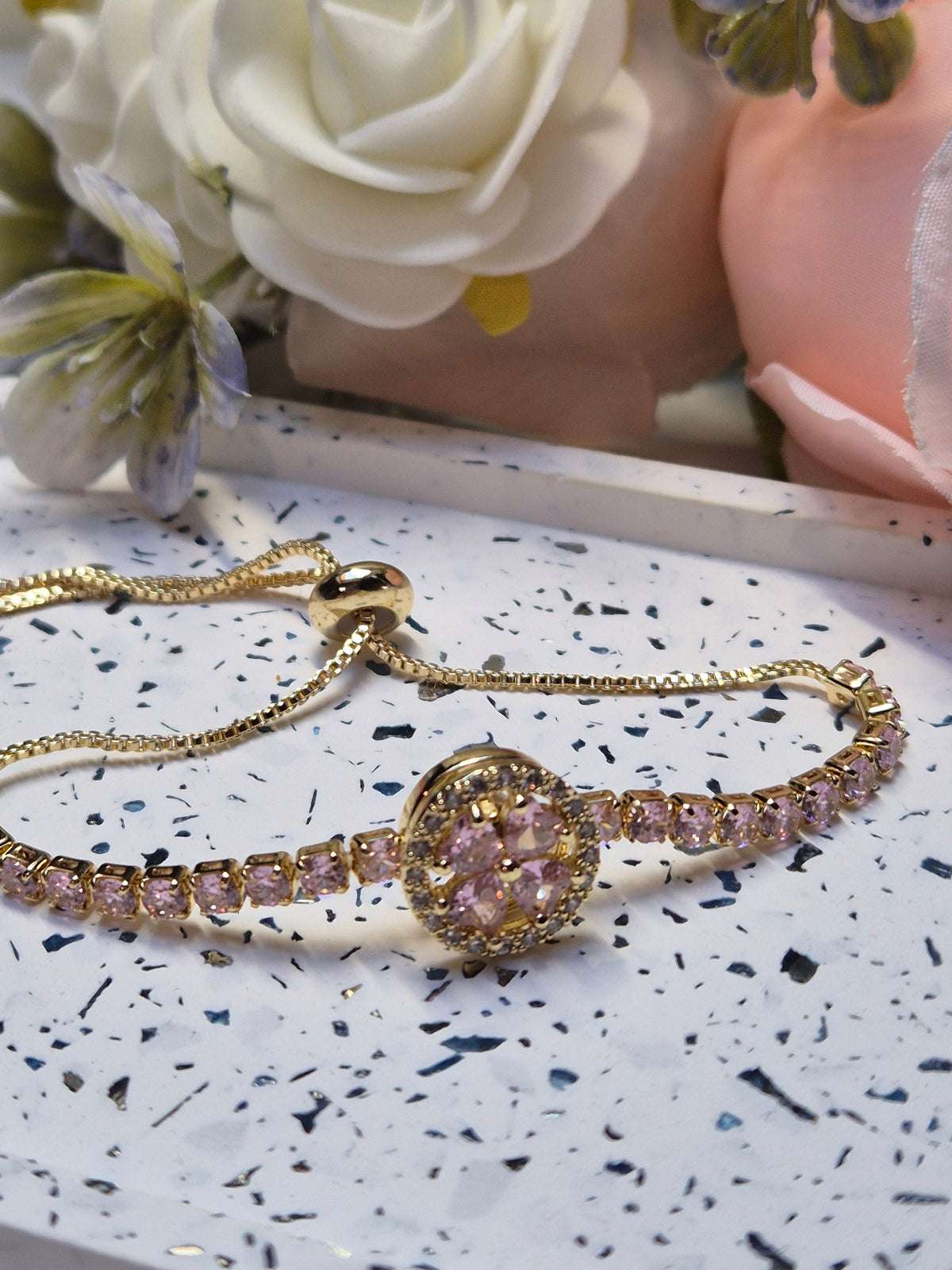 Armkette rosa Zirkoniablume