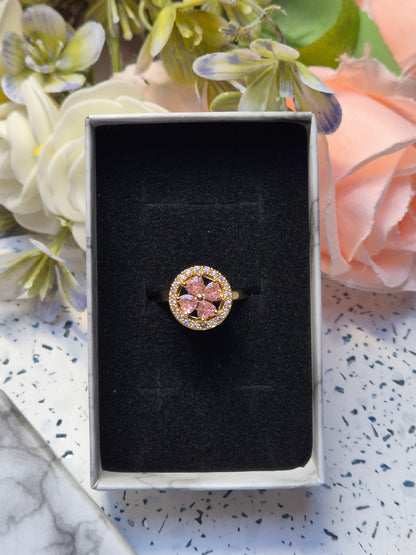 Ring rosa Zirkoniablume Gold