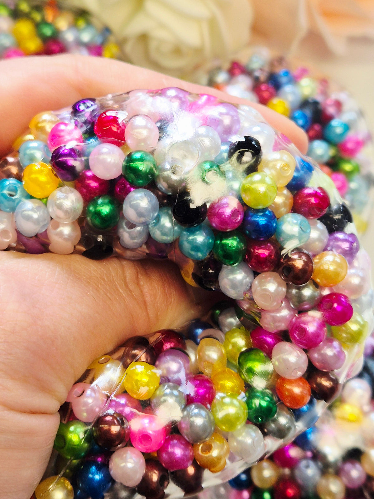 Stressball bunte Perlen Metalliclook