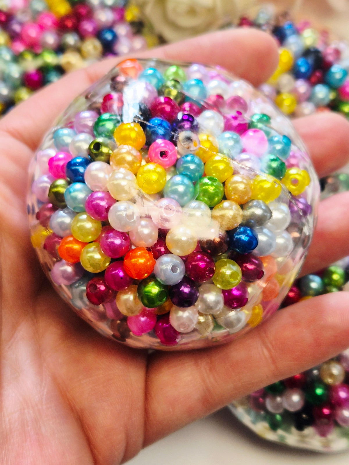 Stressball bunte Perlen Metalliclook