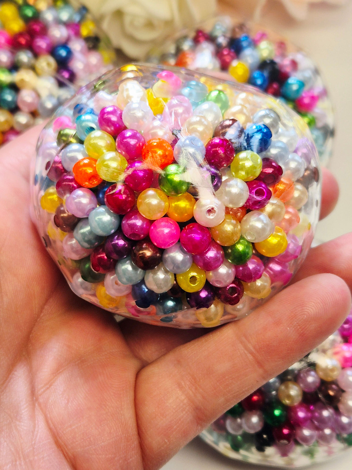 Stressball bunte Perlen Metalliclook