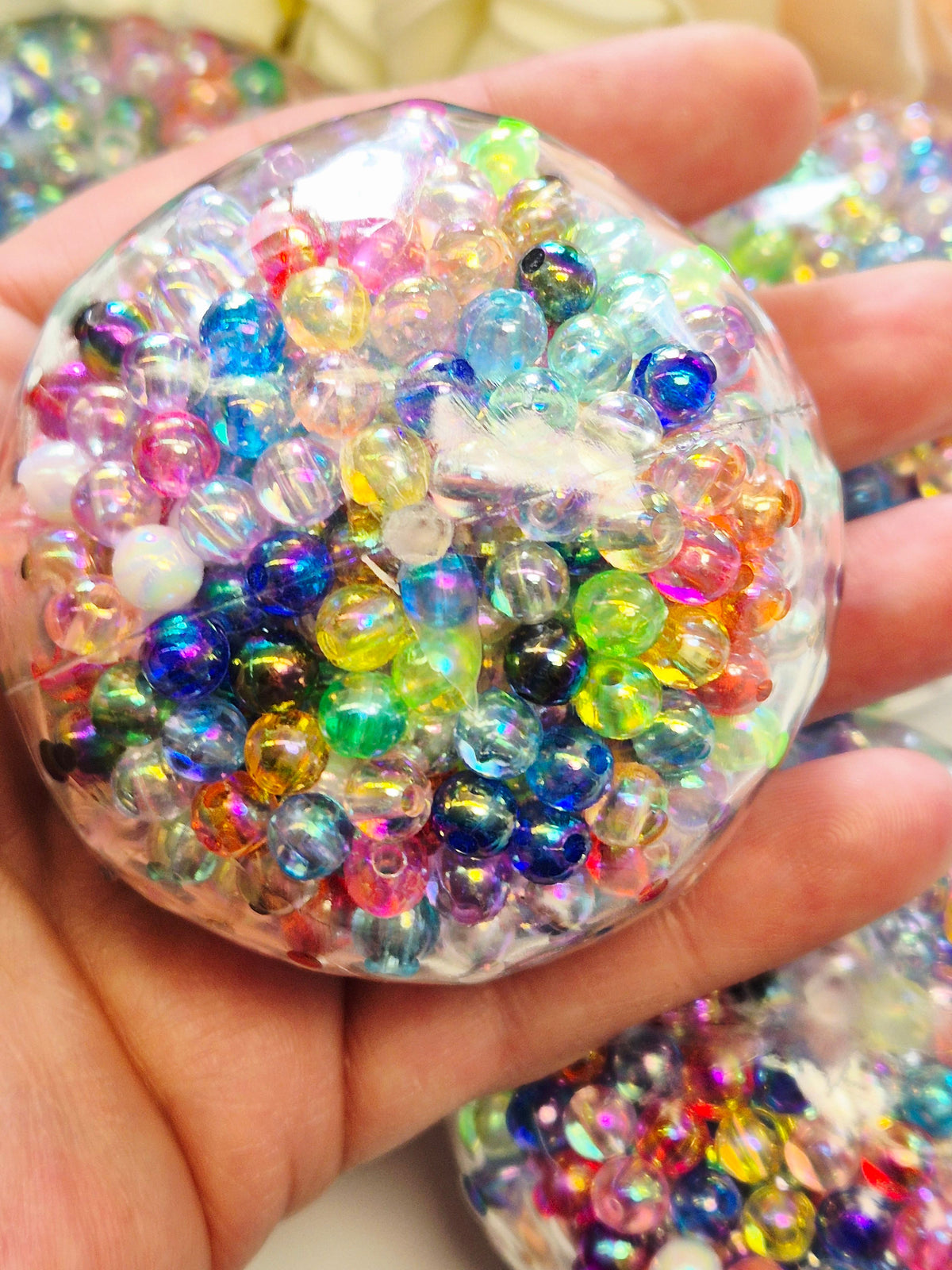 Stressball bunte Perlen Perlmuttschimmer