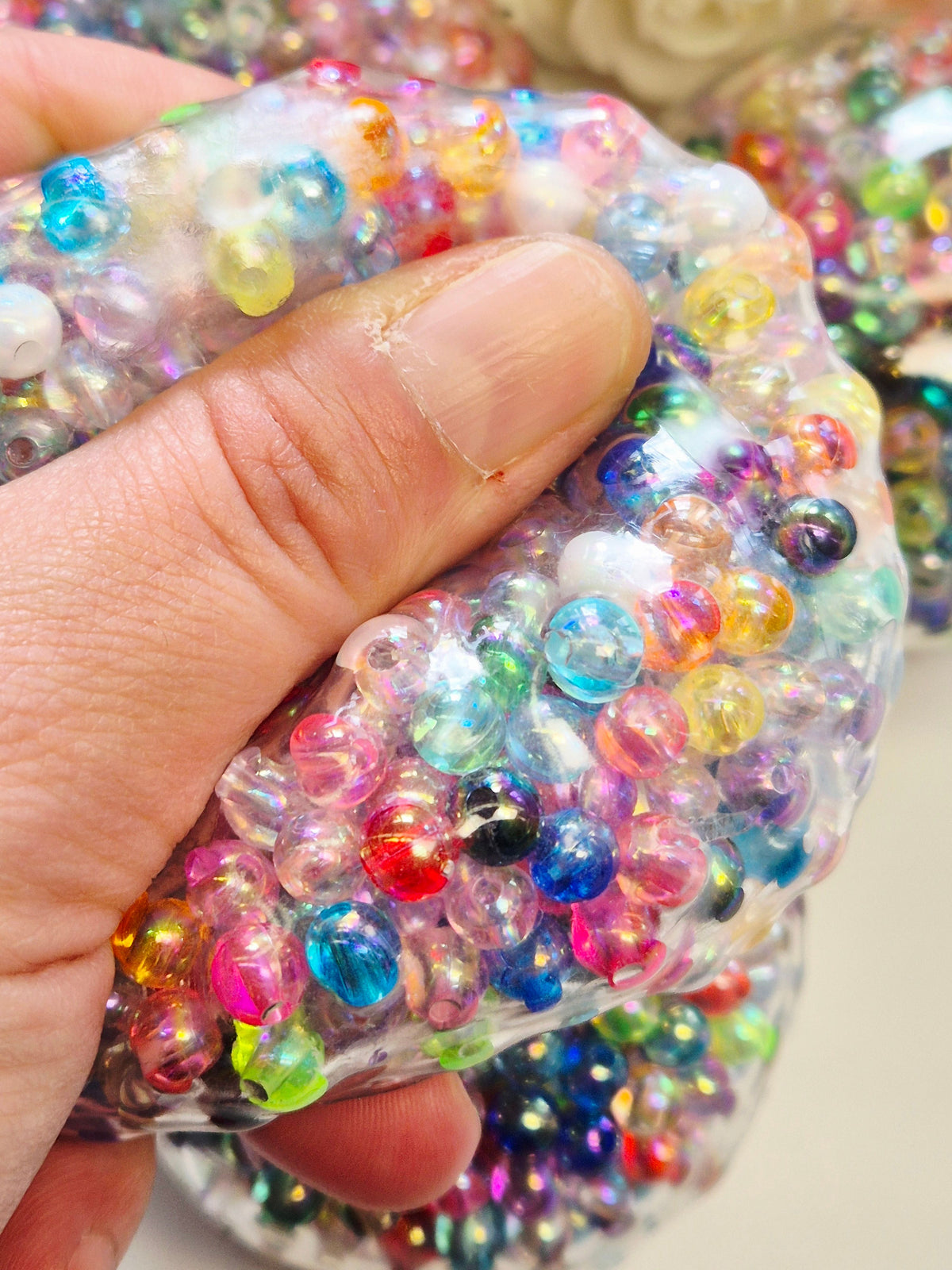 Stressball bunte Perlen Perlmuttschimmer